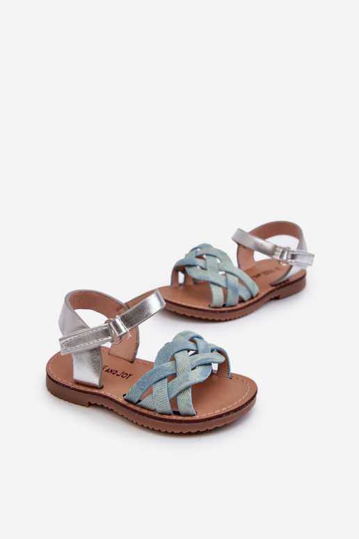 Sandalen Kinder mit Klebeverschlüssen Z Przeplatającymi Się Paseczkami blaue Farbe Dianttha