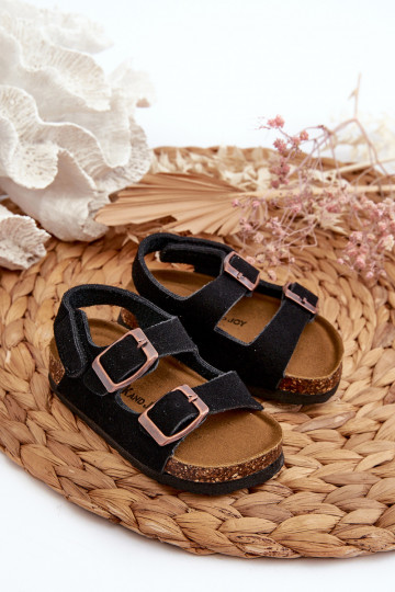Sandalen für Kinder mit Plateausohle und Klebeverschlüssen in der Farbe Schwarz von Rorria