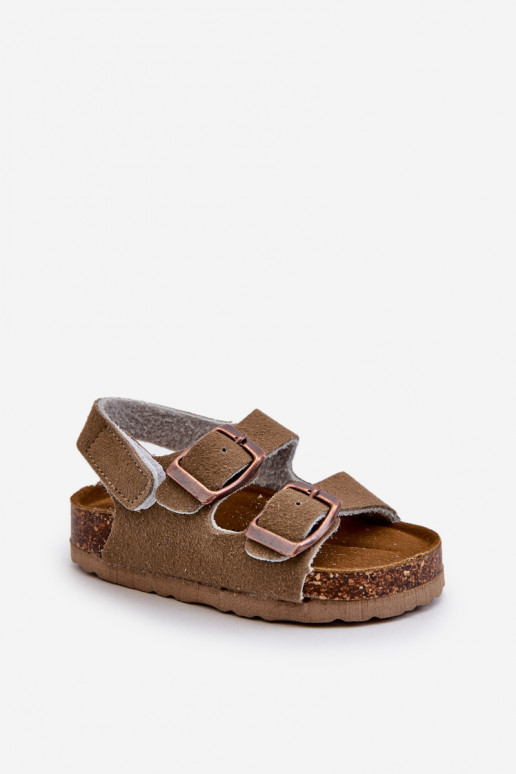 Sandalen Kinderplattform mit Klebeverschlüssen Khaki Farbe Rorria