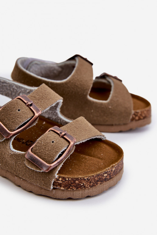 Sandalen Kinderplattform mit Klebeverschlüssen Khaki Farbe Rorria