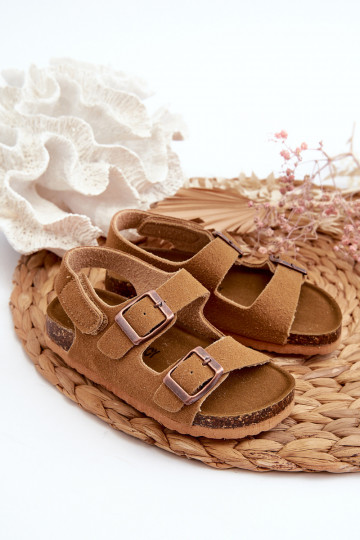 Sandalen Kinderplattform mit Klebeverschlüssen braune Farbe Rorria