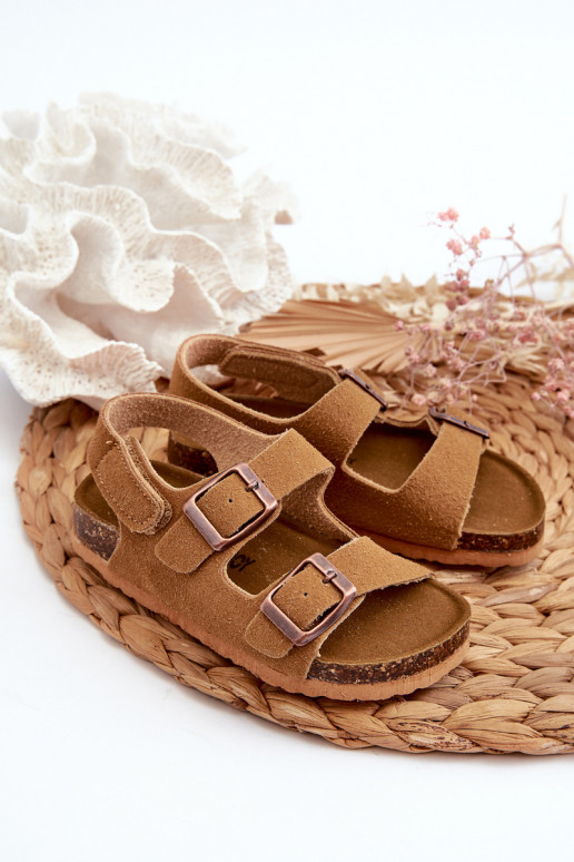 Sandalen Kinderplattform mit Klebeverschlüssen braune Farbe Rorria