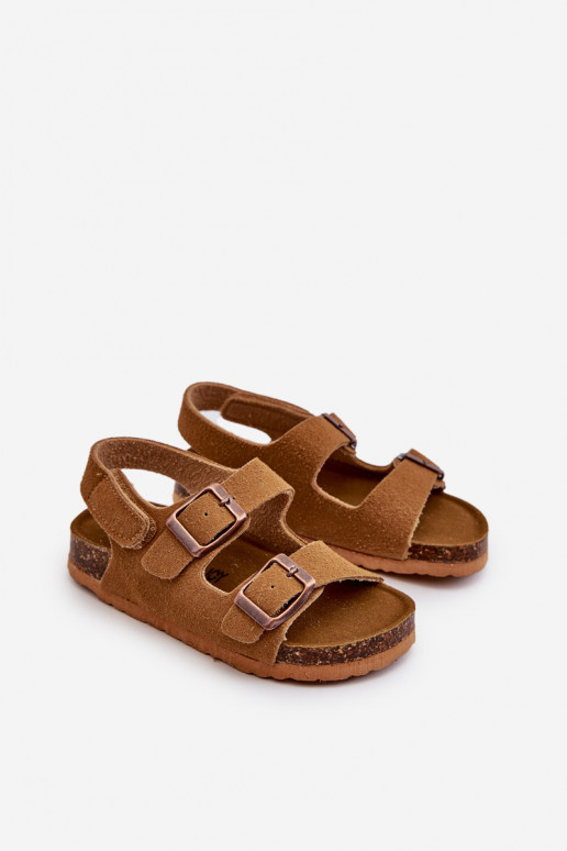Sandalen Kinderplattform mit Klebeverschlüssen braune Farbe Rorria