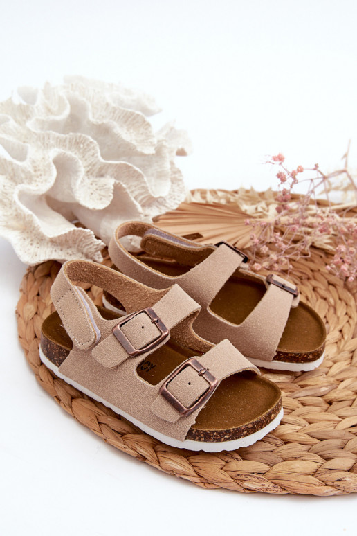 Sandale Kinder-Plateau mit Klebeverschlüssen beige Rorria