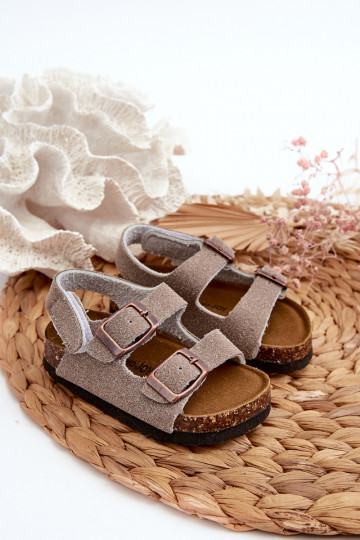 Sandalen Kinder-Plateau mit Klebeverschlüssen in grauer Farbe Rorria