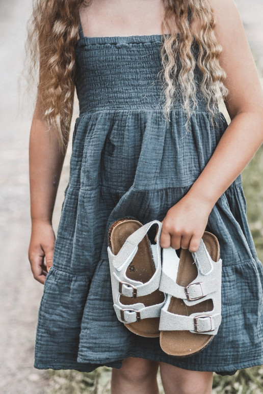 Sandalen Kinder-Plateau mit Klebeverschlüssen in grauer Farbe Rorria