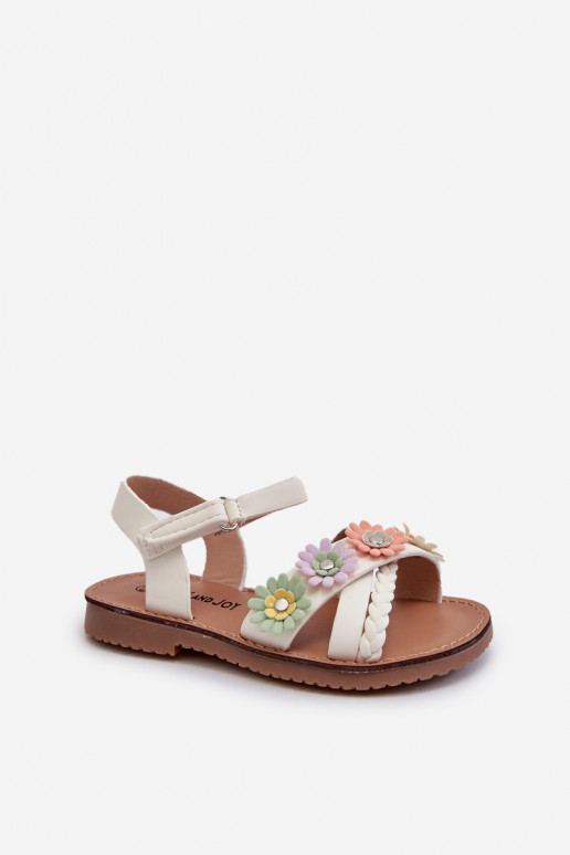 Sandalen für Kinder mit Klebeverschlüssen mit Blumen in Weiß von Nestalee