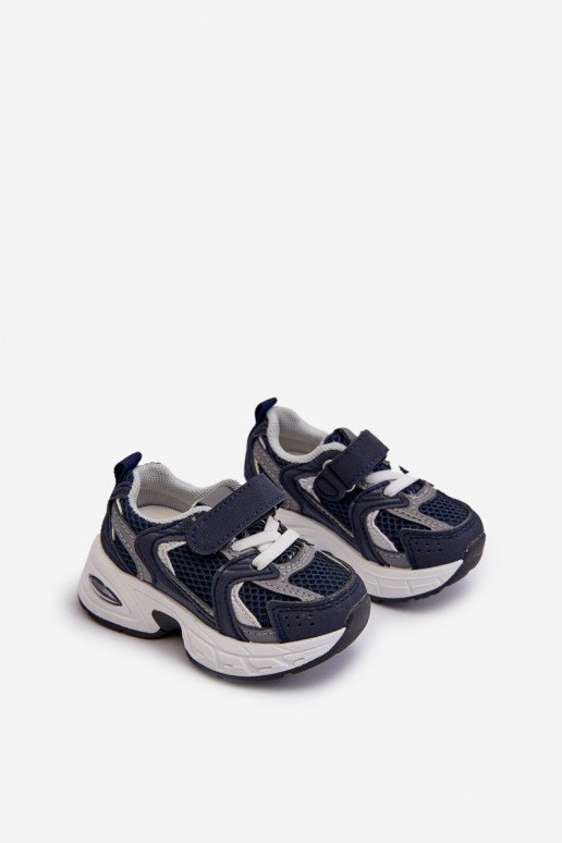 Kinder-Sportschuhe Sneakers-Modellschuhe mit Klebeverschlüssen in dunkelblauer Farbe Rulagia