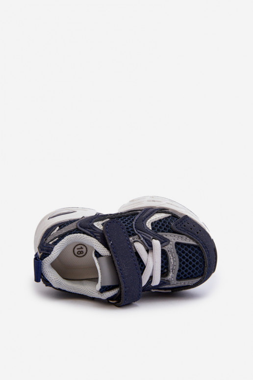 Kinder-Sportschuhe Sneakers-Modellschuhe mit Klebeverschlüssen in dunkelblauer Farbe Rulagia
