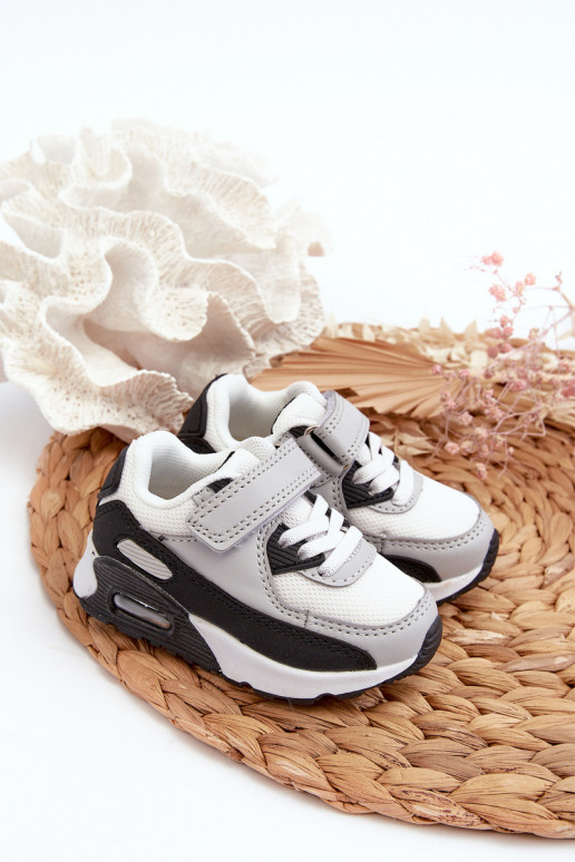 Kinder-Sneaker-Modellschuhe mit Klebeverschlüssen in der grauen Farbe Krissandra