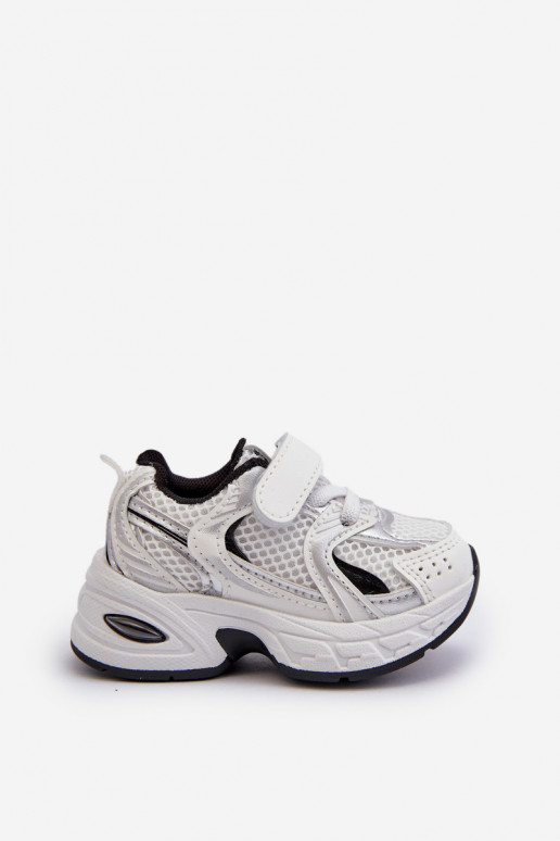 Kindersportschuhe Sneakers Modellschuhe mit Klebeverschlüssen Weiß-schwarze Farbe Ephona