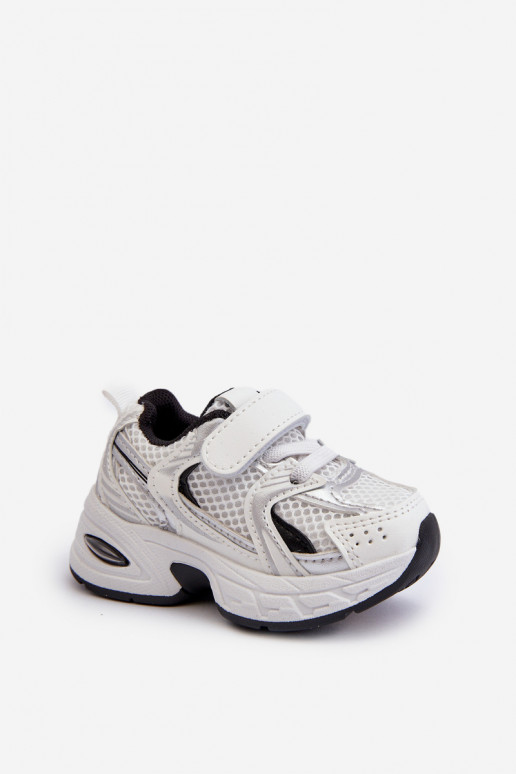 Kindersportschuhe Sneakers Modellschuhe mit Klebeverschlüssen Weiß-schwarze Farbe Ephona