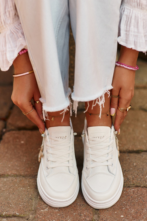 Freizeitschuhe Sportschuhe mit Plateau mit Ornamenten weiße Farbe Vinceza 13613 Freizeitschuhe Sportschuhe mit Plateau mit Ornamenten weiße Farbe Vinceza 13613