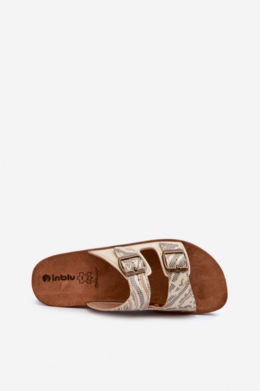 Bequeme Damenhausschuhe mit Schnallen Inblu CP000045 in Goldfarbe