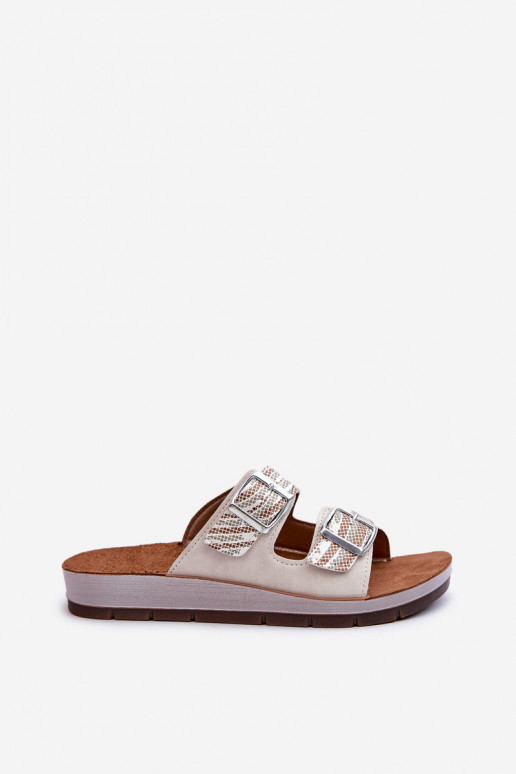 Bequeme Damenhausschuhe mit Schnallen Inblu CP000045 beige Bequeme Damenhausschuhe mit Schnallen Inblu CP000045 beige