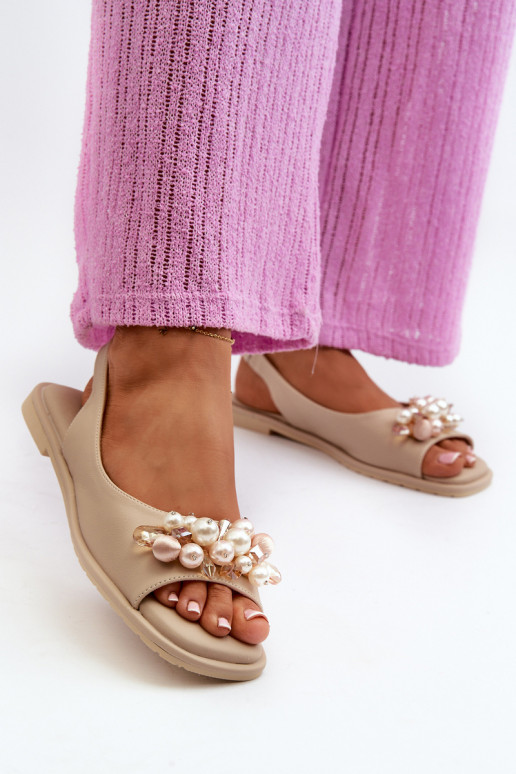 Damensandalen mit schönen Details S.Barski KV27-004 beige