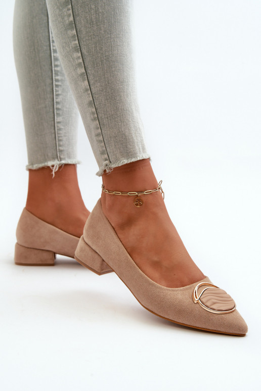 Schuhe mit niedrigem Absatz Z aus Öko-Wildleder S.Barski KV27-037 in der Farbe Beige