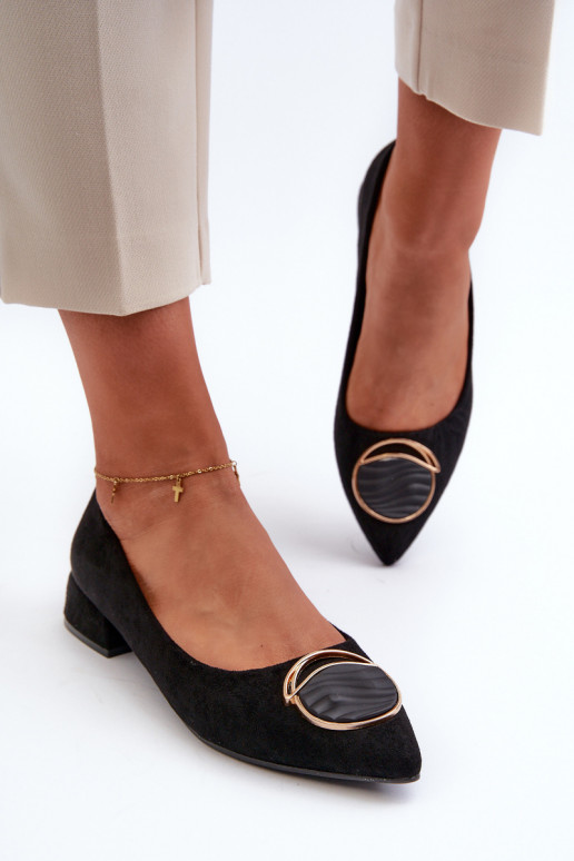 Schuhe mit niedrigem Absatz Z aus Öko-Wildleder S.Barski KV27-037 in der Farbe Schwarz