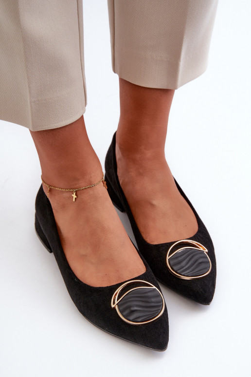 Schuhe mit niedrigem Absatz Z aus Öko-Wildleder S.Barski KV27-037 in der Farbe Schwarz