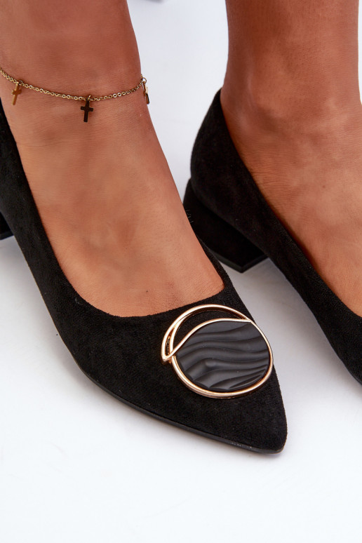 Schuhe mit niedrigem Absatz Z aus Öko-Wildleder S.Barski KV27-037 in der Farbe Schwarz