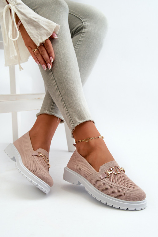 Damenmokassins mit breiten Absätzen Ze goldfarben Detalem rosafarben Limentia Damenmokassins mit breiten Absätzen Ze goldfarben Detalem rosafarben Limentia