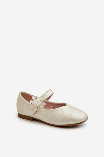 mit Glitzer-Ballerinas Kinder mit Klebeverschlüssen beige Jeylin