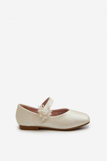 mit Glitzer-Ballerinas Kinder mit Klebeverschlüssen beige Jeylin 2
