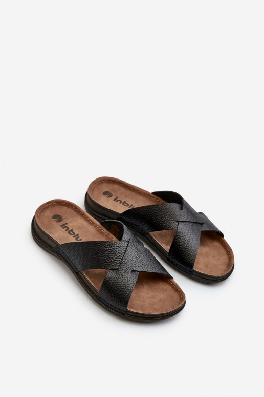 Bequeme leichte Hausschuhe aus Öko-Leder Inblu GV00001I schwarz