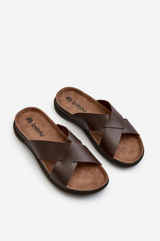 Bequeme leichte Hausschuhe aus Öko-Leder Inblu GV00001I braun Bequeme leichte Hausschuhe aus Öko-Leder Inblu GV00001I braun