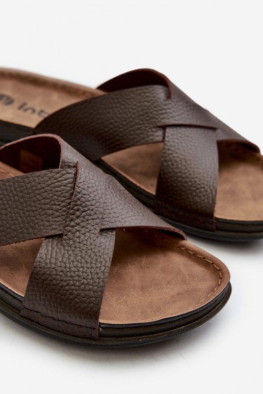 Bequeme leichte Hausschuhe aus Öko-Leder Inblu GV00001I braun Bequeme leichte Hausschuhe aus Öko-Leder Inblu GV00001I braun