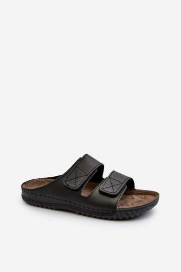 Bequeme Hausschuhe Herren mit Streifen mit Klettverschluss Inblu FM00001U Schwarz