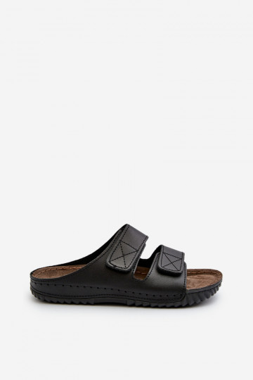 Bequeme Hausschuhe Herren mit Streifen mit Klettverschluss Inblu FM00001U Schwarz 2
