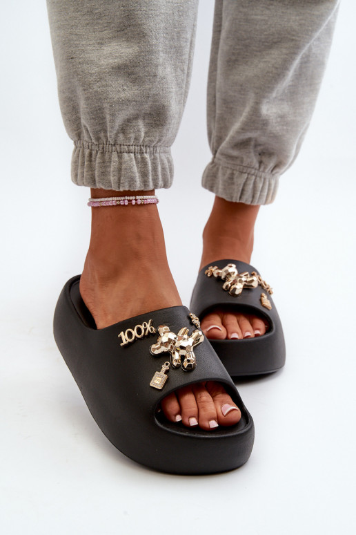 Damenhausschuhe Lengwa Leichte Hausschuhe mit schönen Details in der schwarzen Farbe Orchia Damenhausschuhe Lengwa Leichte Hausschuhe mit schönen Details in der schwarzen Farbe Orchia