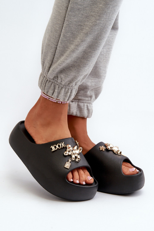 Damenhausschuhe Lengwa Leichte Hausschuhe mit schönen Details in der schwarzen Farbe Orchia Damenhausschuhe Lengwa Leichte Hausschuhe mit schönen Details in der schwarzen Farbe Orchia