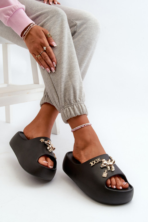 Damenhausschuhe Lengwa Leichte Hausschuhe mit schönen Details in der schwarzen Farbe Orchia Damenhausschuhe Lengwa Leichte Hausschuhe mit schönen Details in der schwarzen Farbe Orchia