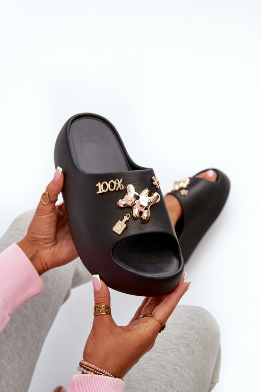 Damenhausschuhe Lengwa Leichte Hausschuhe mit schönen Details in der schwarzen Farbe Orchia Damenhausschuhe Lengwa Leichte Hausschuhe mit schönen Details in der schwarzen Farbe Orchia