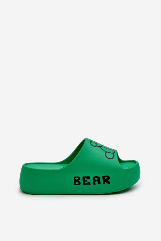 Leichte Hausschuhe Damenhausschuhe mit modischen massiven Sohlen mit Teddybär-grüner Farbe Lamira Leichte Hausschuhe Damenhausschuhe mit modischen massiven Sohlen mit Teddybär-grüner Farbe Lamira