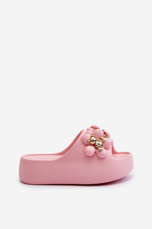 Damenhausschuhe Leichte Hausschuhe mit schönen Details und einer massiven Sohle in rosa Bremavia