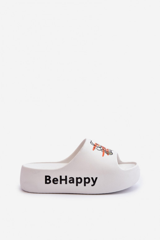 Leichte Damenhausschuhe mit massiver Sohle. Mit Teddybär. Leichte Hausschuhe in der weißen Farbe Serefina