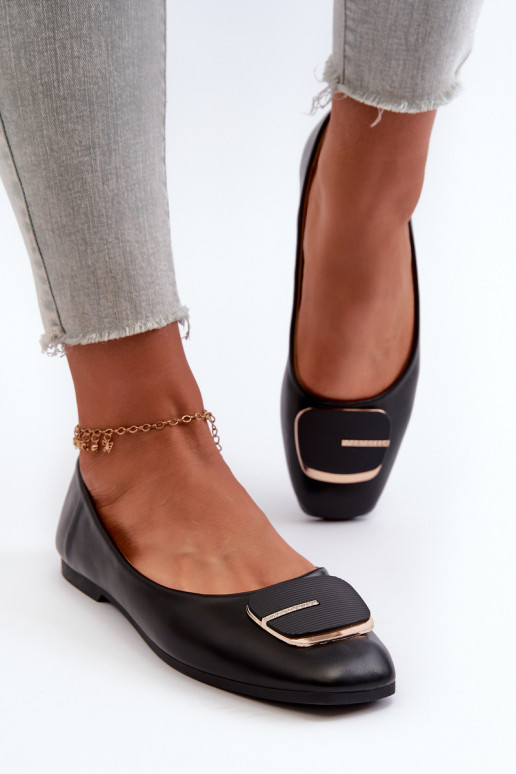 Ballerinas Damen Eco-Leder mit Ornamenten in der Farbe Schwarz Edoslli