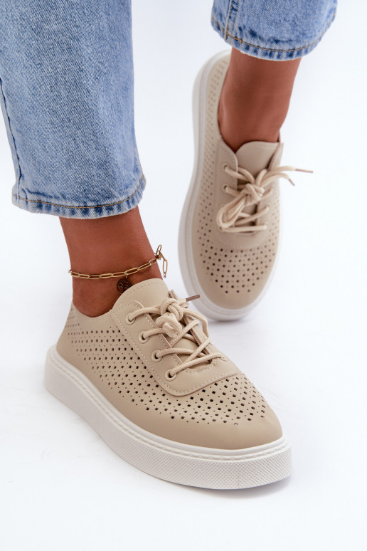 mit durchbrochenen Elementen Freizeitschuhe Sneakers Modell Schuhe mit Plateau beige Tanvi mit durchbrochenen Elementen Freizeitschuhe Sneakers Modell Schuhe mit Plateau beige Tanvi