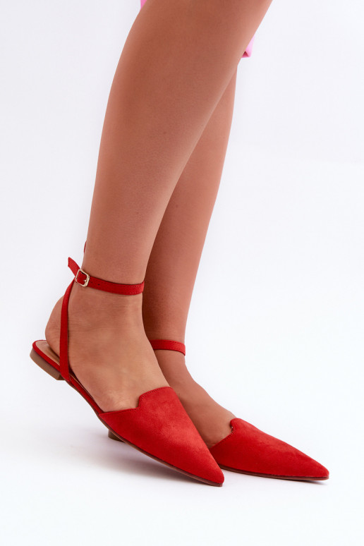 Ballerinas mit Bändern aus Öko-Wildleder Z Spitze Schuhe rot Ellesara Ballerinas mit Bändern aus Öko-Wildleder Z Spitze Schuhe rot Ellesara