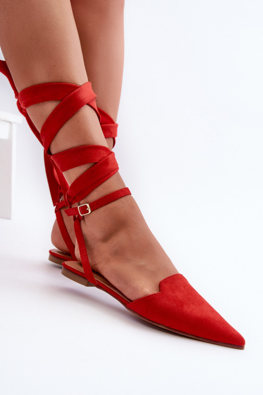 Ballerinas mit Bändern aus Öko-Wildleder Z Spitze Schuhe rot Ellesara Ballerinas mit Bändern aus Öko-Wildleder Z Spitze Schuhe rot Ellesara