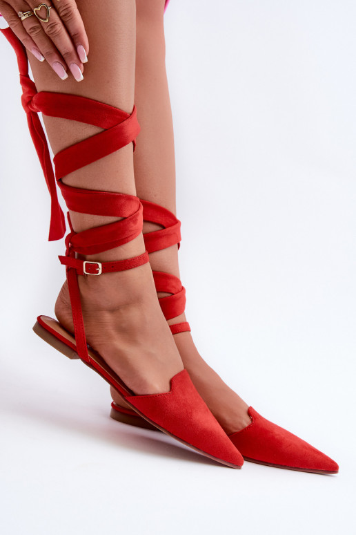 Ballerinas mit Bändern aus Öko-Wildleder Z Spitze Schuhe rot Ellesara Ballerinas mit Bändern aus Öko-Wildleder Z Spitze Schuhe rot Ellesara