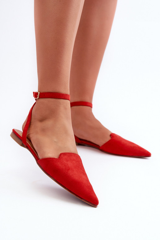 Ballerinas mit Bändern aus Öko-Wildleder Z Spitze Schuhe rot Ellesara Ballerinas mit Bändern aus Öko-Wildleder Z Spitze Schuhe rot Ellesara