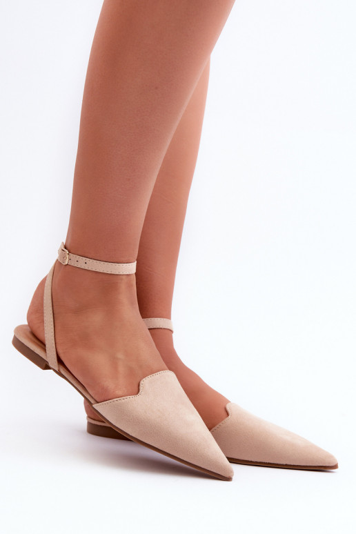 Ballerinas mit Bändern aus Öko-Wildleder Z Spitze Schuhe beige Ellesara Ballerinas mit Bändern aus Öko-Wildleder Z Spitze Schuhe beige Ellesara