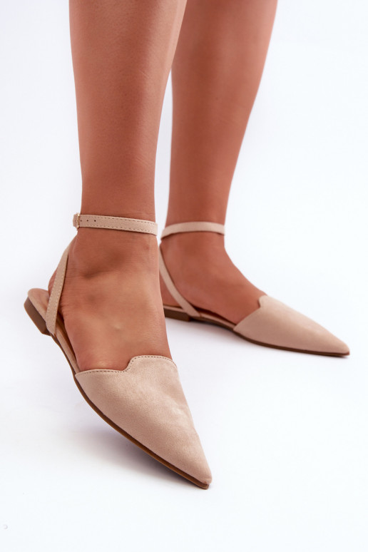 Ballerinas mit Bändern aus Öko-Wildleder Z Spitze Schuhe beige Ellesara Ballerinas mit Bändern aus Öko-Wildleder Z Spitze Schuhe beige Ellesara
