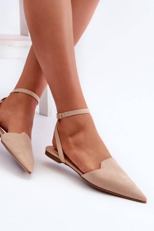 Ballerinas mit Bändern aus Öko-Wildleder Z Spitze Schuhe beige Ellesara Ballerinas mit Bändern aus Öko-Wildleder Z Spitze Schuhe beige Ellesara