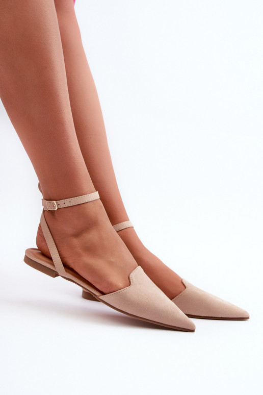 Ballerinas mit Bändern aus Öko-Wildleder Z Spitze Schuhe beige Ellesara Ballerinas mit Bändern aus Öko-Wildleder Z Spitze Schuhe beige Ellesara