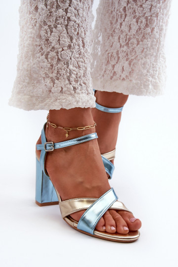 Eko Oda Elegante High-Heel-Sandalen Record blau-goldene Farbe Abilica